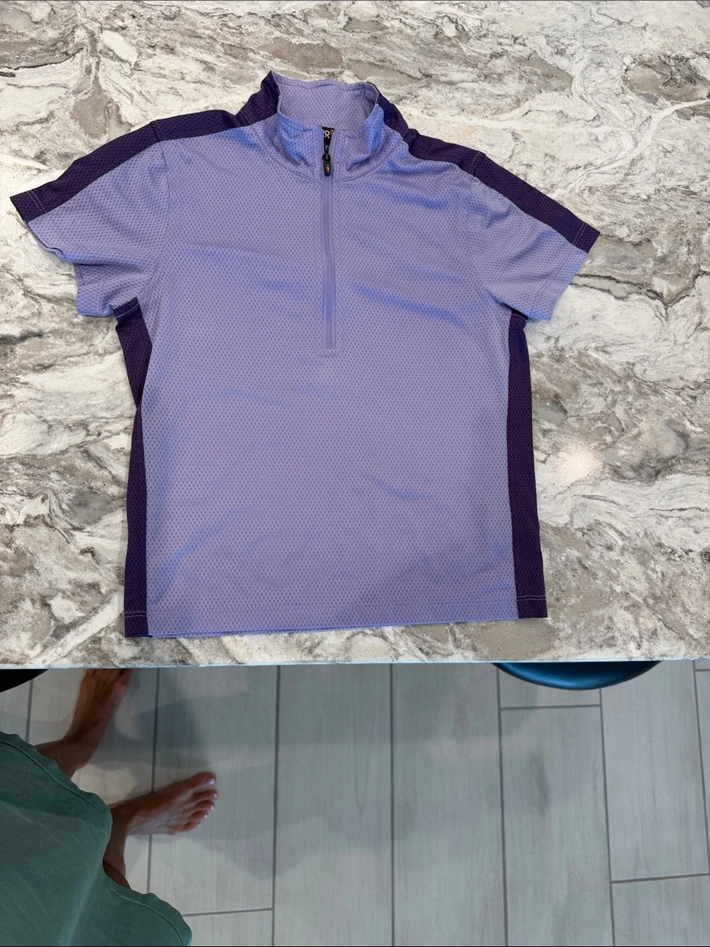 Kerrits Lilac and Deep Purple Short Sleeve Zip-Front Active Top